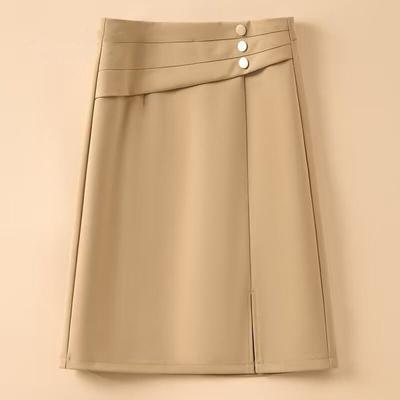 New Spring and Summer Women's Solid High Waist Loose Zipper Button Bag Hip A-Line Fashion Casual All Match Commuter Skirt