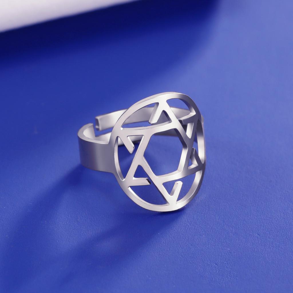 Davidstern Sechsstern Ring Damen Herren Edelstahl Fingerringe Vintage Israel Jüdisch Judentum Schmuck Geschenk