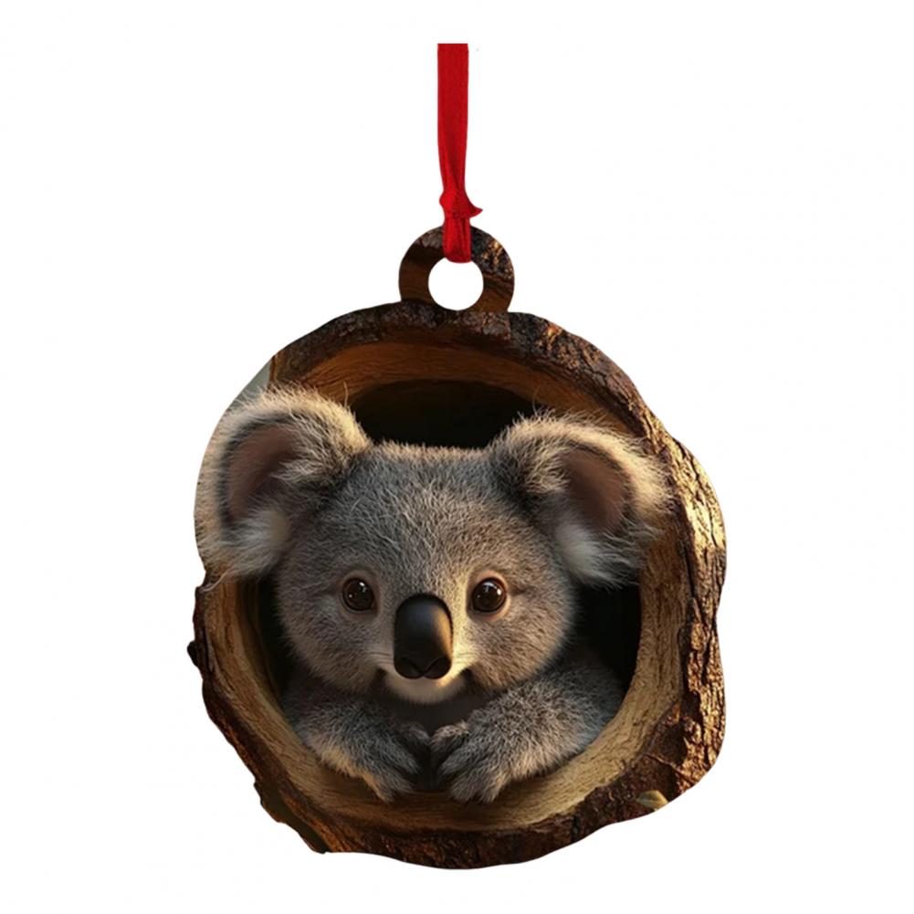 Stylish Rustic Christmas Ornaments Oval Shape Holiday Decorations Christmas Forest Ornaments Cartoon for Tree for Festive