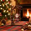 Wooden Christmas Santa and Snowman Swing Ornament for Tabletop Holiday Decoration