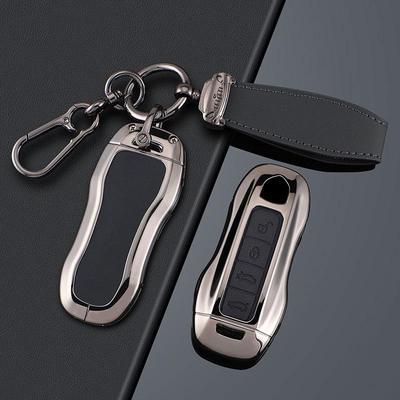 Compatible Key Cases for Porsche: Cayenne, Macan, Panamera, 911, 718 - Metal & Leather Buckle.