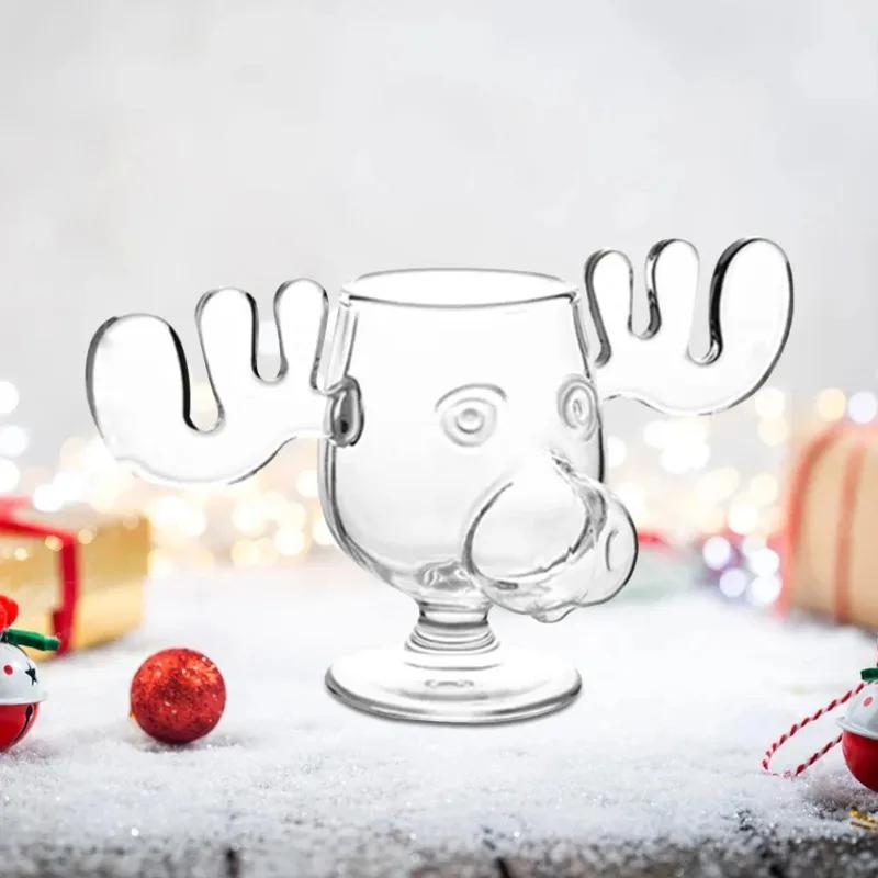 Christmas Vacation Moose Mug Christmas Reindeer Head Creative Elk Glass Wine Beer Water Juice Milk Glass