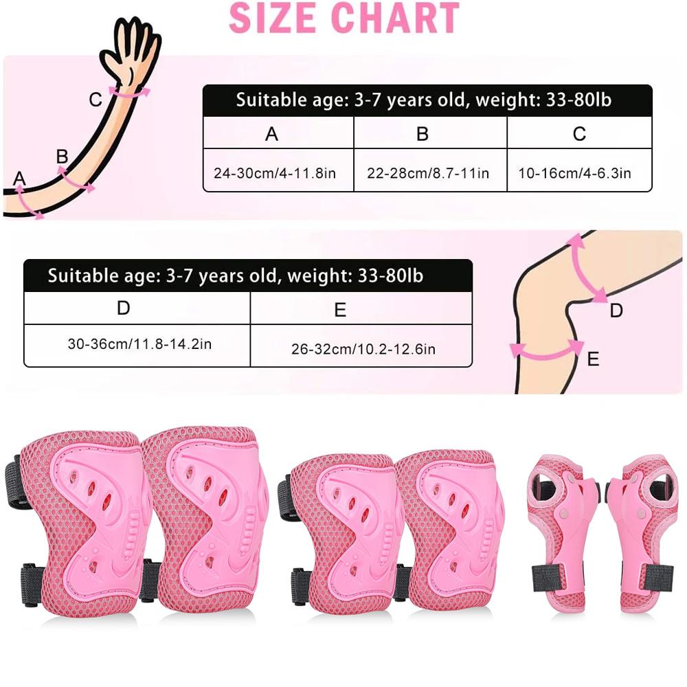 6 In 1 Kids Protective Gear Set Knee Pads For Kids 3-10Years Toddler Knee And Elbow Pads With Wrist Guards For Skating Cycling
