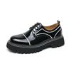Men Oxfords Black Platform Elevator Punk Lacing Shoes Height Increase Thick Sole Leather Shoes