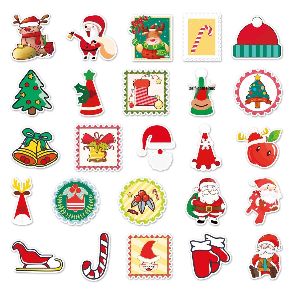 100 Sheets Christmas Cartoon Graffiti Stickers - DIY Waterproof Stickers for Phone Cases and Suitcases.