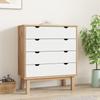 Day and Night - Day and Night OTTA Chest of Drawers Solid Pine Wood Brown and White 76.5x39.5x90cm
