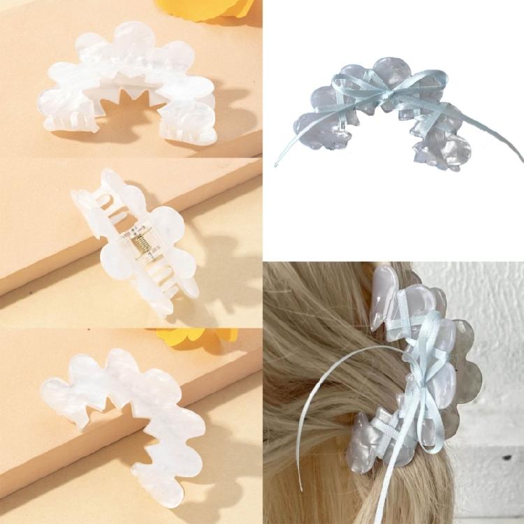 Korean Acrylic Hair Claw Flower Clips Large Size Barrette Crab Hair Accessories