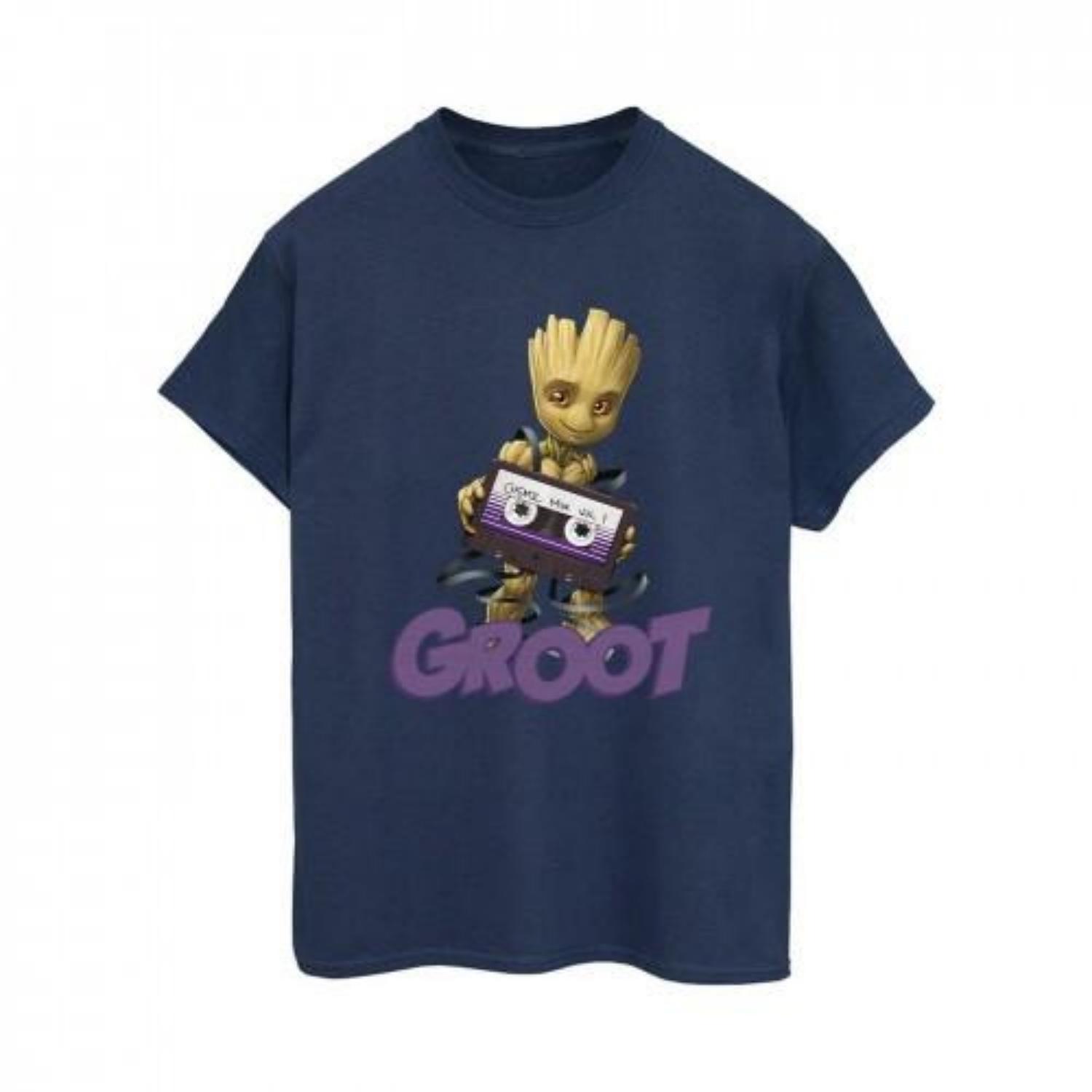 Guardians Of The Galaxy Womens_Ladies Groot Casette Cotton Boyfriend T-Shirt XXXXL