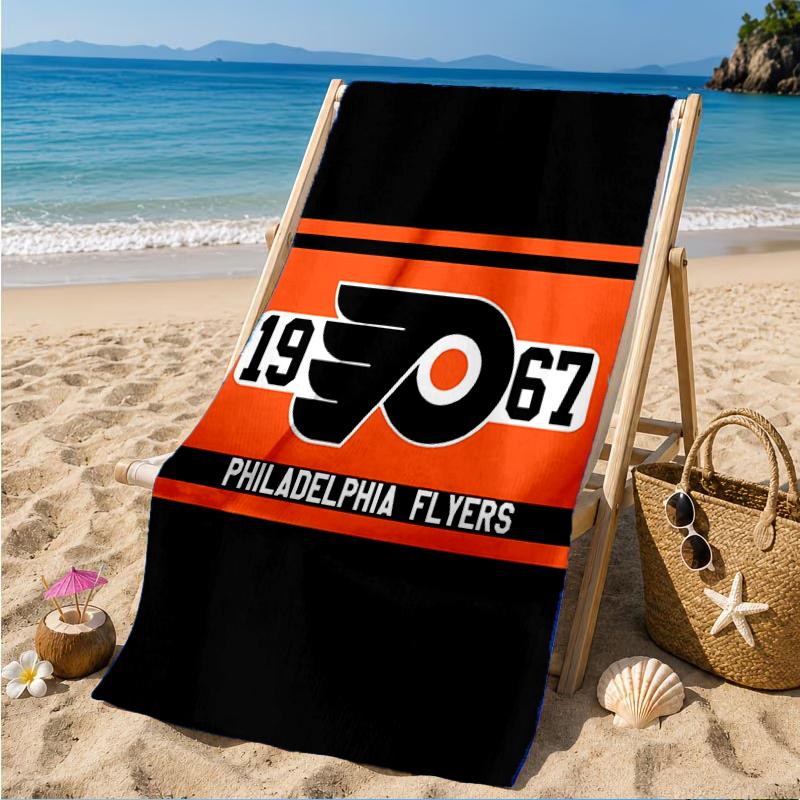 Flyers Hockey Logo Art Beach Towel, Super Soft Microfiber, Perfect Gift for Her/Him, Birthday, for Pool, Beach, Travel, Decor Beach Party