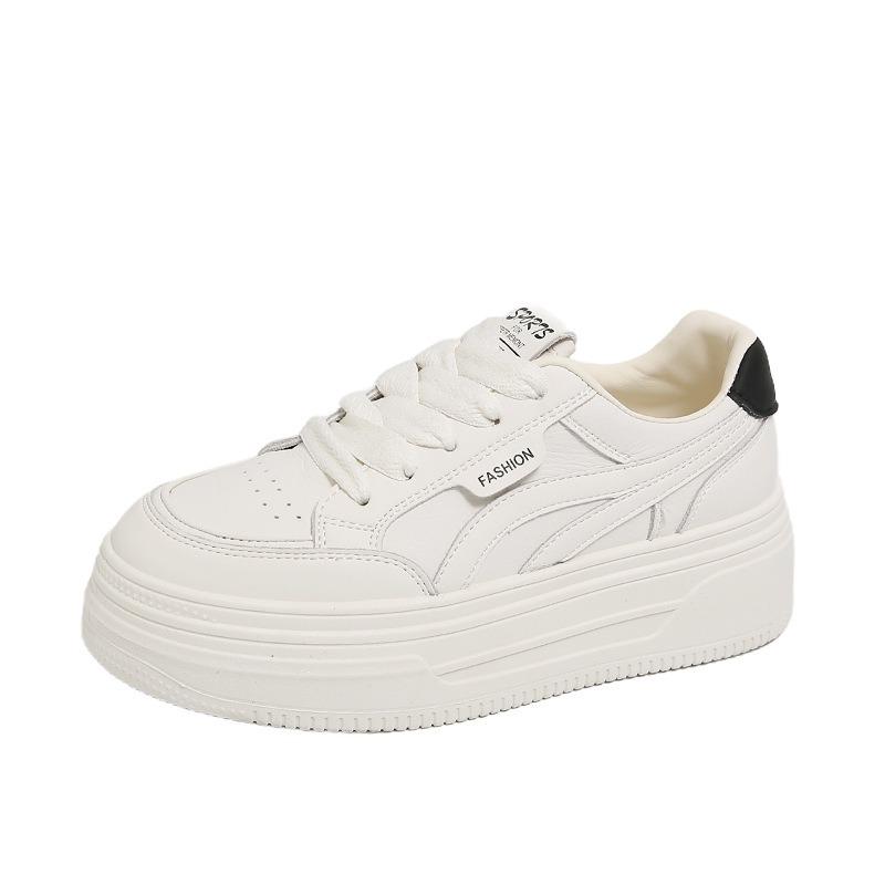 The First Layer of Cowhide Board Shoes Women's Thick-soled Heightening Little White Shoes Women's Shoes Autumn New Casual Sports Shoes