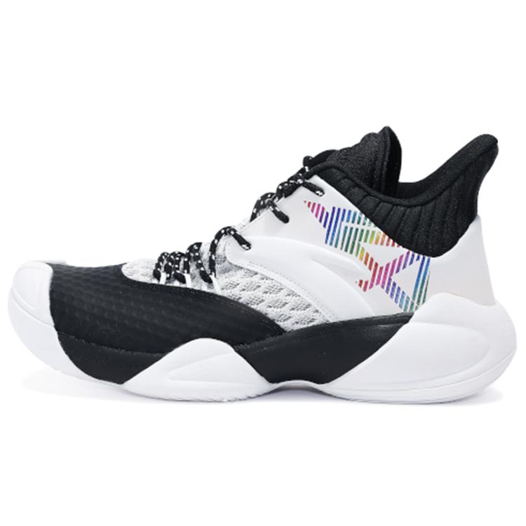 

new Anta Anti Slip Wear Resistant Mid Top Performance Basketball Shoes Men s Black White Gray 44.5