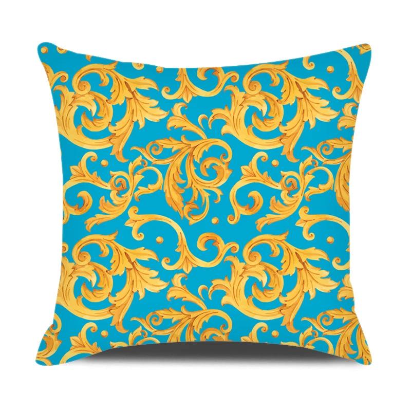 European Style Home Decorative Cushion Cover 18X18 Inches Geometric Printed Throw Pillowcase Baroque Decor Pillow Cover For Sofa