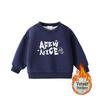 Children's Cartoon Print Velvet Lined Hoodie - Round Neck, Long Sleeve, Thickened Warm Base Layer