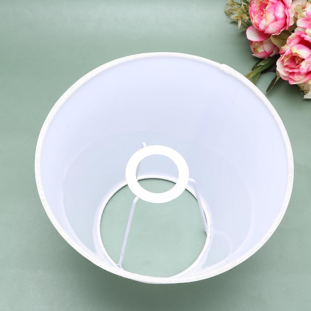 NUOLUX E27 Burlap Lampshade, 9.1" X 9.1" X 7.1", Barrel-Shaped Fabric Table Light Cover for Living Room and Bedroom