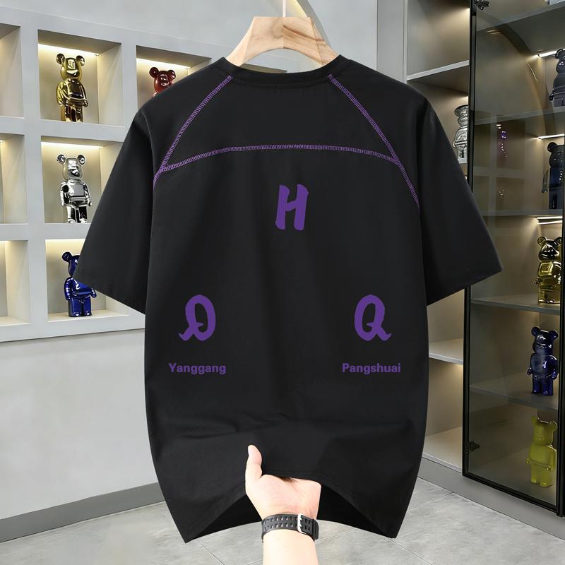 Men's Plus Size Letter Print Short Sleeve T-Shirt, Casual Loose Crew Neck Summer Tee (4XL-10XL)