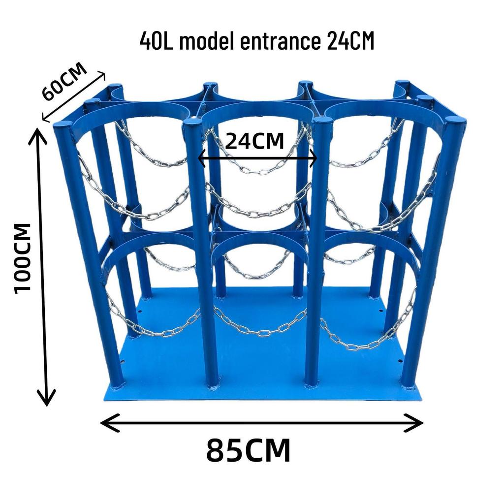 Dual Cylinder Anti-Tip Rack for Lab Oxygen and Acetylene Tanks