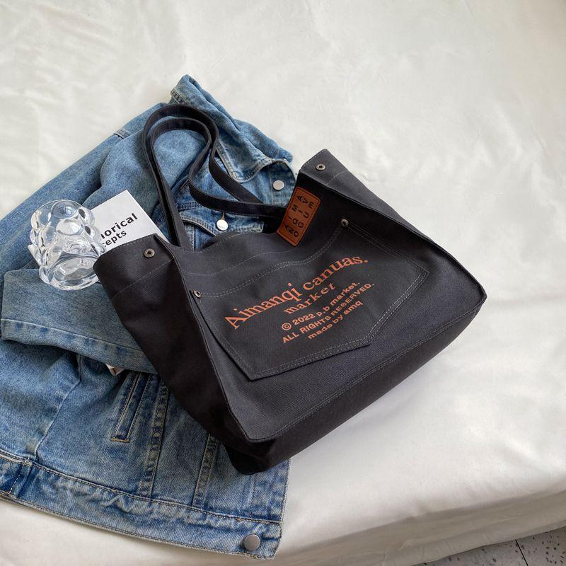 

Bag Women s Spring Fashion Canvas Easiest for Match Class Women s Bag Black tea