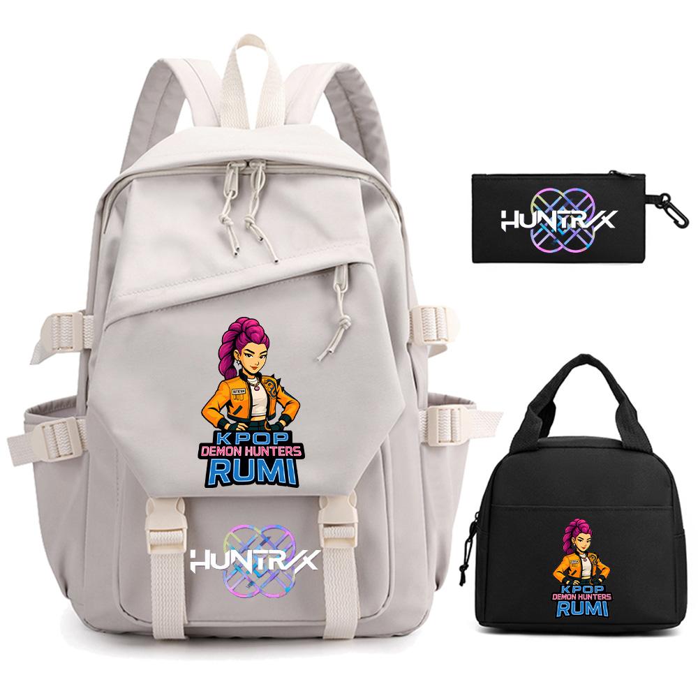 3Pcs/set K-pop Demon Hunters Printed Backpack for Teenger Boy Girl Large Capacity Schoolbag Children Student Bookbag Women Waterproof Travel Bag