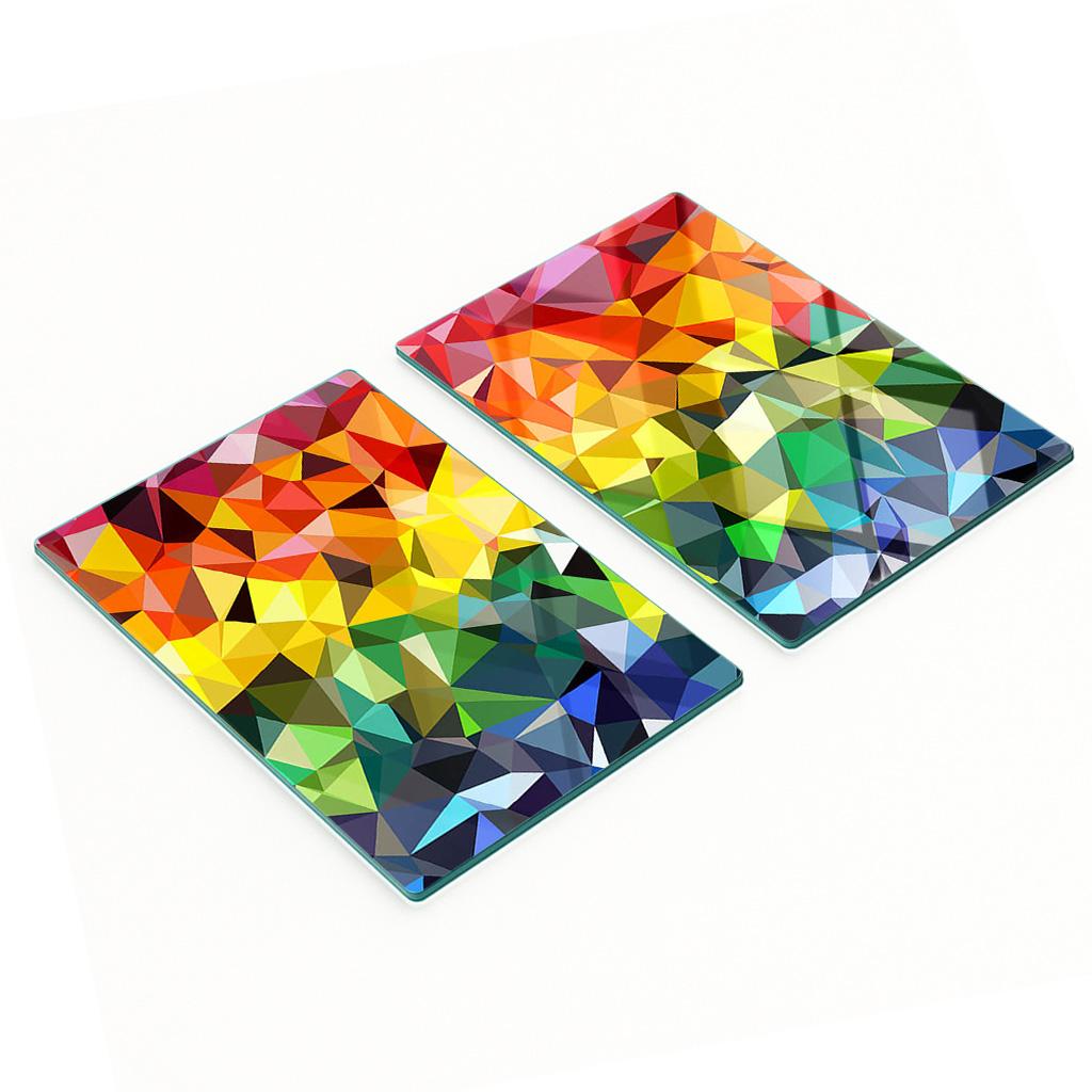 Set of Two Glass Cutting Boards Geometric Figures 2X40X52 Cm