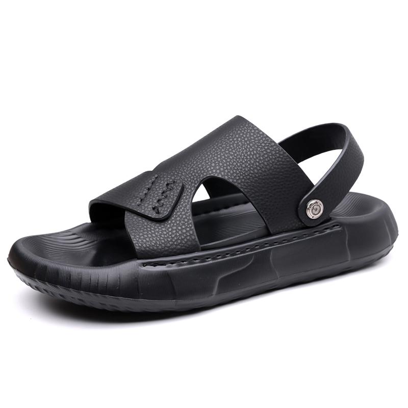 Fashion Casual Leather Summer Men Slippers Breathable Sandals Classics Beach Slides Outdoor Male Flip Flops Soft Dual-Purpose Half Drag