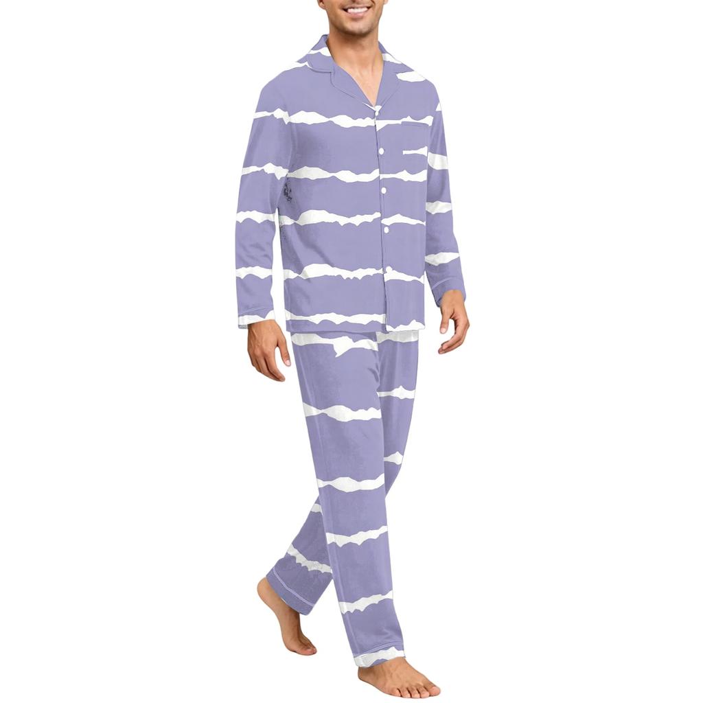 Men's Long Sleeve Button Down Pajama Set - Cozy Sleepwear for Nighttime Relaxation