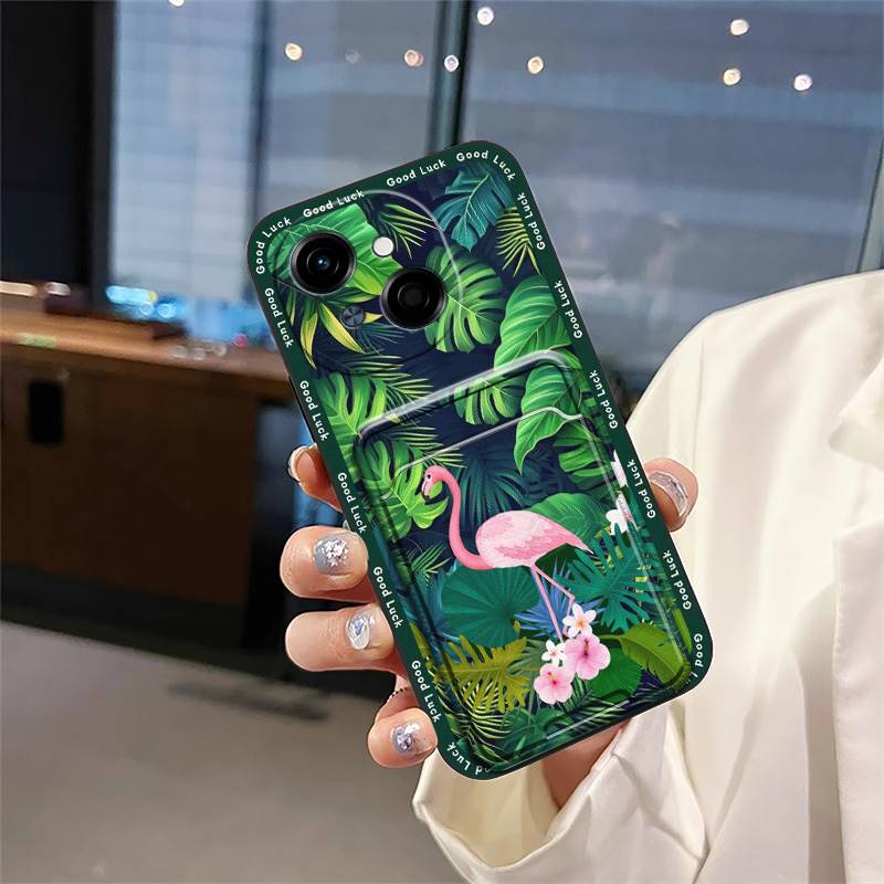 Cover Cute Phone Case For Tecno POP9 4G/Spark GO 1/KL4 Card Bag Back Cover Durable Dirt-resistant Graffiti Soft Case TPU