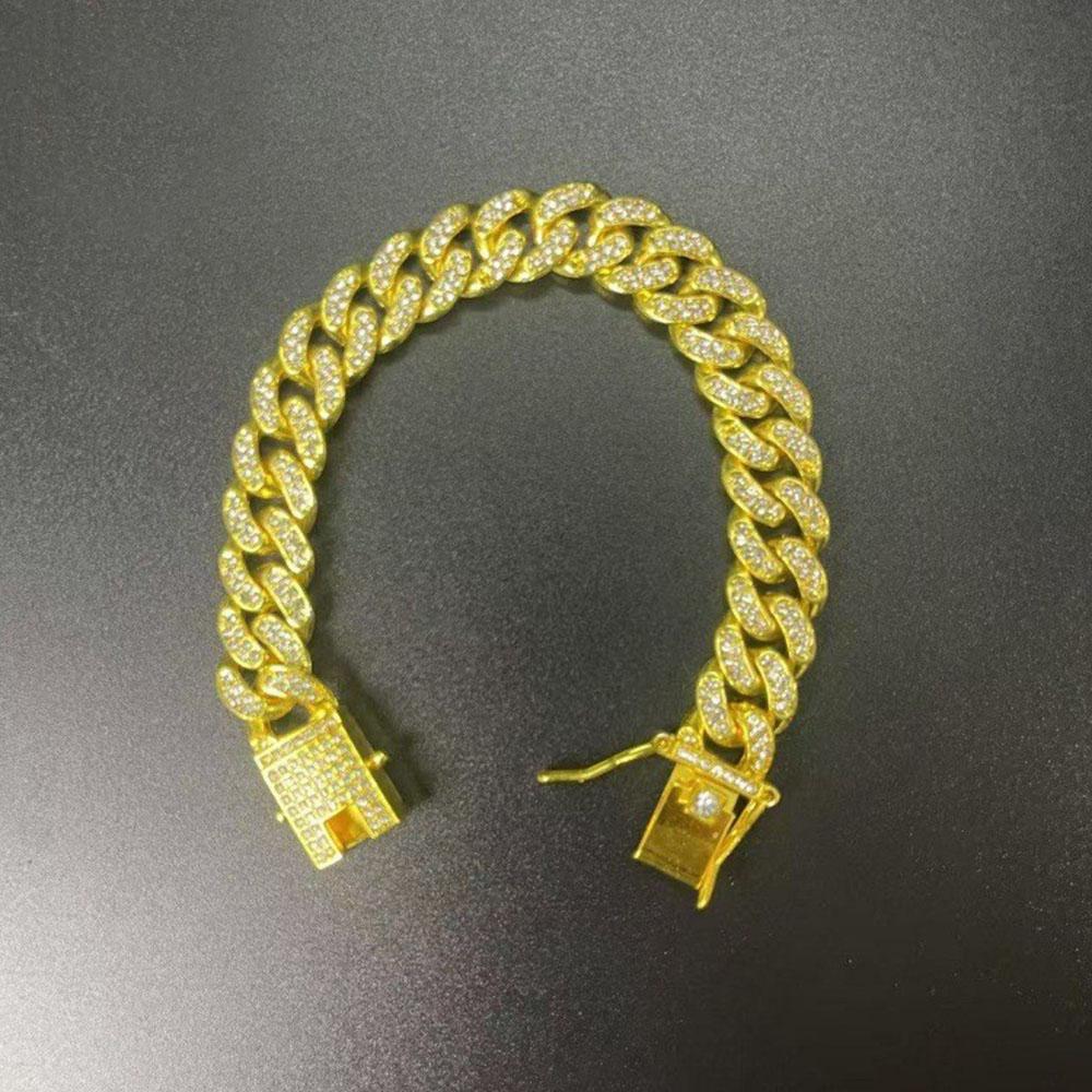 25Cm Bling Necklace Gold-Plated Cuban Chain Pet Collar For Cat Dog