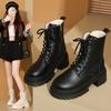 Thick-soled Martin boots women's new winter large-size retro short boots British cool street leather boots