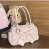 Retro Polka Dot Y2k Umhängetasche Koreanischer Stil Marken Design Süß Einfach Pendlertasche Neu Mit Schleife Farbblock Spitze Leinwandtasche