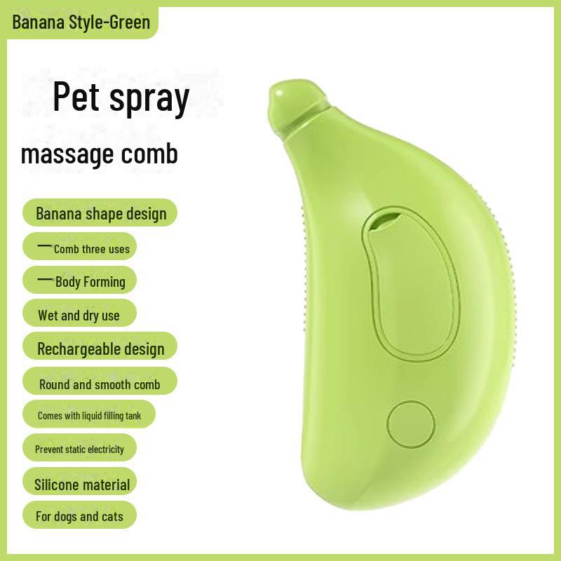 Pet Electric Massage Comb: One-Click Spray Calming Brush for Cats and Dogs, Anti-Fly Hair Removal & Bath Tool