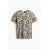 H M Regular FiT pajaMa T sHirT And sHorTs Beige paTTern