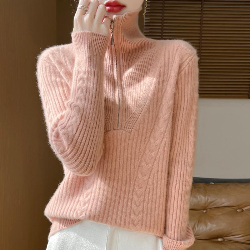 Women's cashmere sweater Qinghe cashmere 30% cashmere 70% wool autumn and winter pullover warm and fashionable