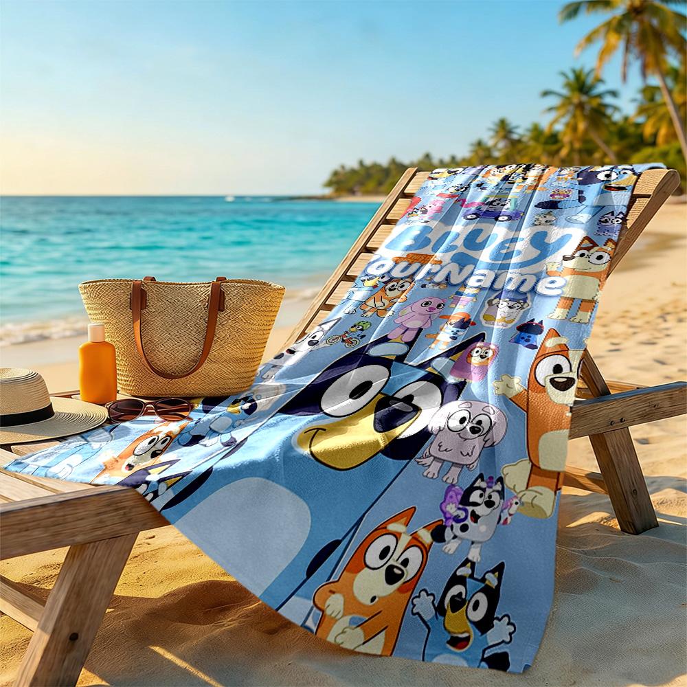 Bluey Personalized Name Beach Towel Super Soft & Absorbent Portable for SwimmingBeachCamping Travel Beach AccessoriesGym
