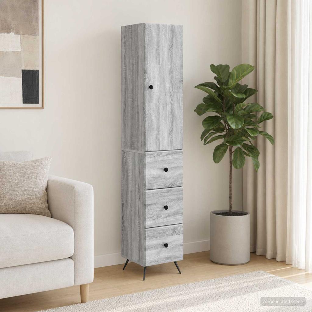 2 Piece Cabinet Set Gray Sonoma 34.5 x 34.5 x 90 cm Engineered Wood