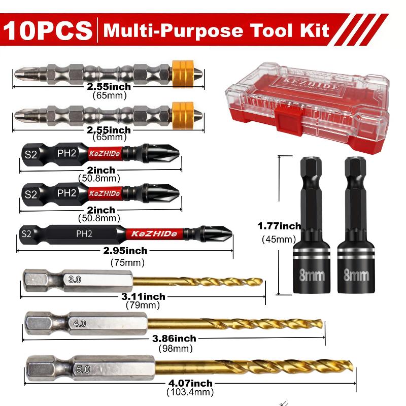 Titanium Coated Drill Bit And Socket Set With Portable Storage Box For Home Repair Diy Woodworking Projects