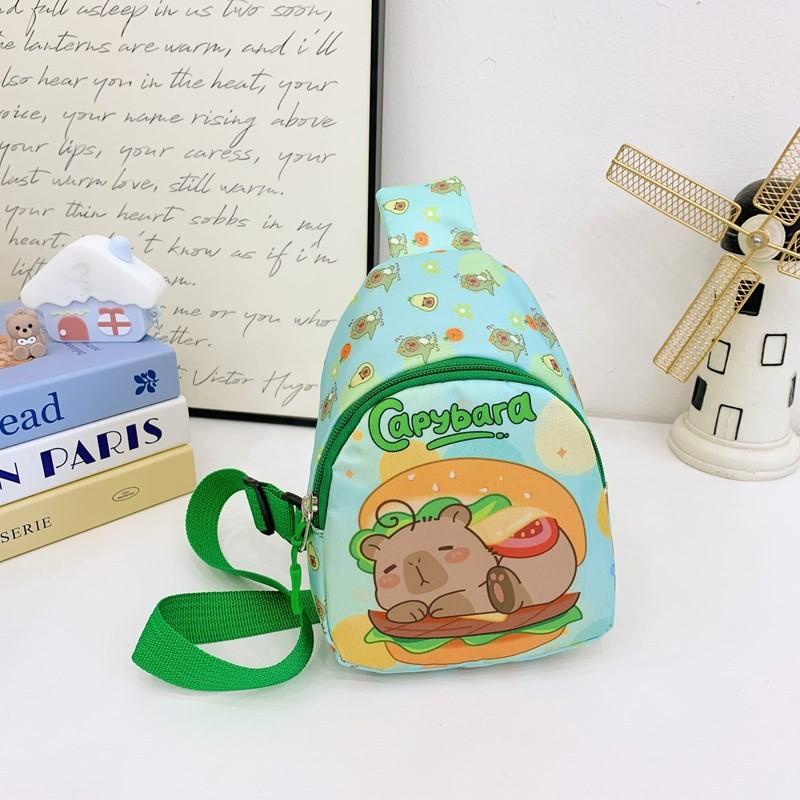 Cartoon Capybara Fun Kids Shoulder Bags Printed Animal Nylon Play Daily Use