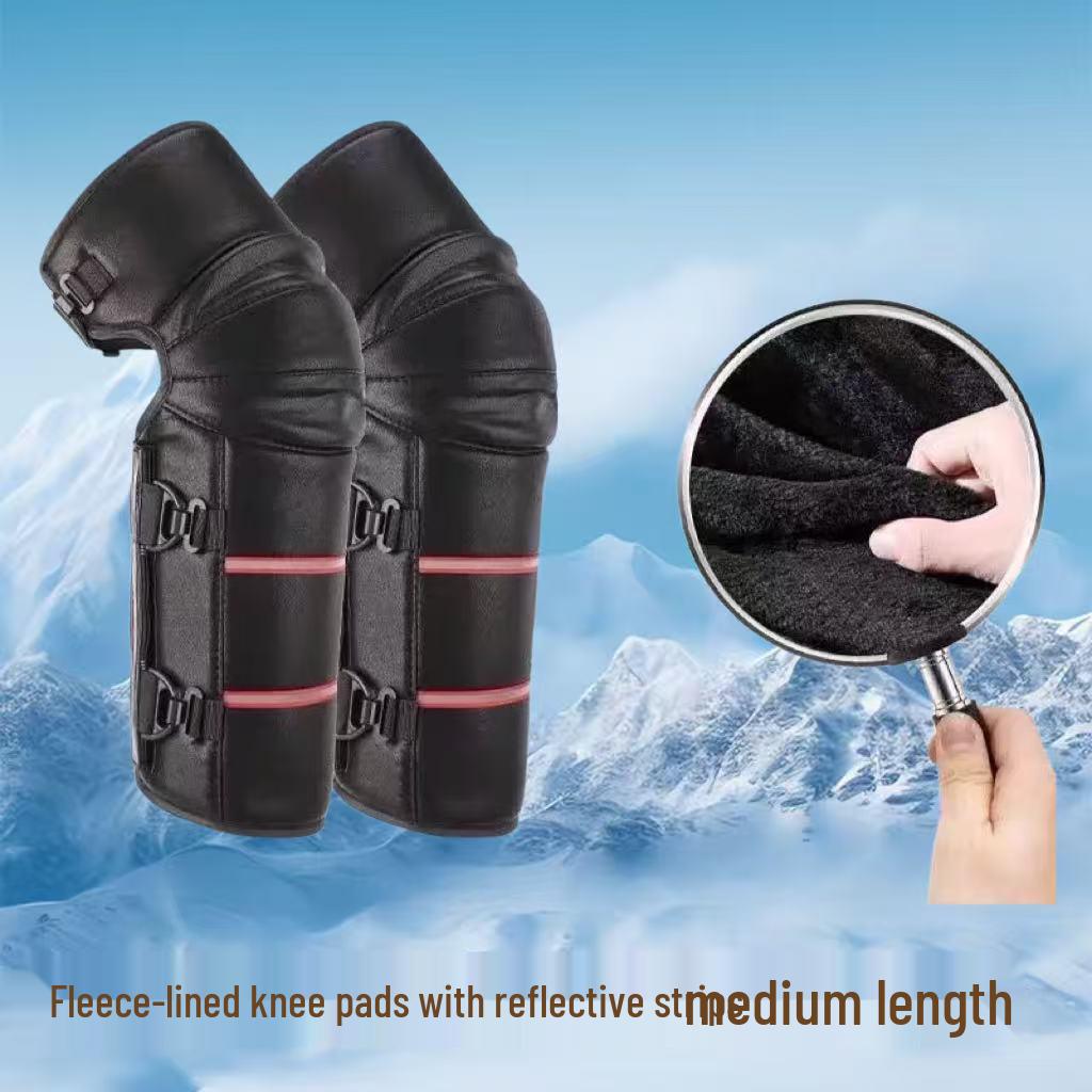 Winter Electric Motorcycle Knee Pads: Unisex Windproof, Thick, Warm, Cold Protection for Cycling.