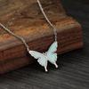 European, American and Korean Niche Platinum White Opal Butterfly Necklace Women's Versatile Collarbone Chain