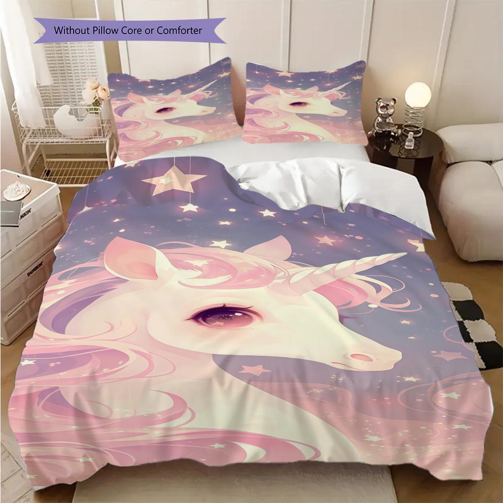 Magical Unicorn Rainbow Fantasy Bedding 1 Duvet Cover 2 Pillowcase Without Core Bedding Set Christmas Birthday Gift