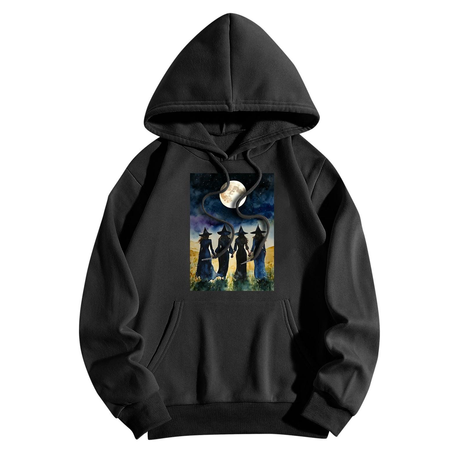 Женская модная повседневная толстовка с капюшоном и принтом ведьмы на Хэллоуин — фото 5