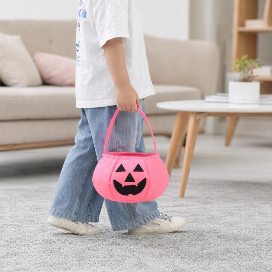Halloween Pumpkin Candy Bag for Kids Reusable Non-Woven Trick or Treat Bucket Pumpkin