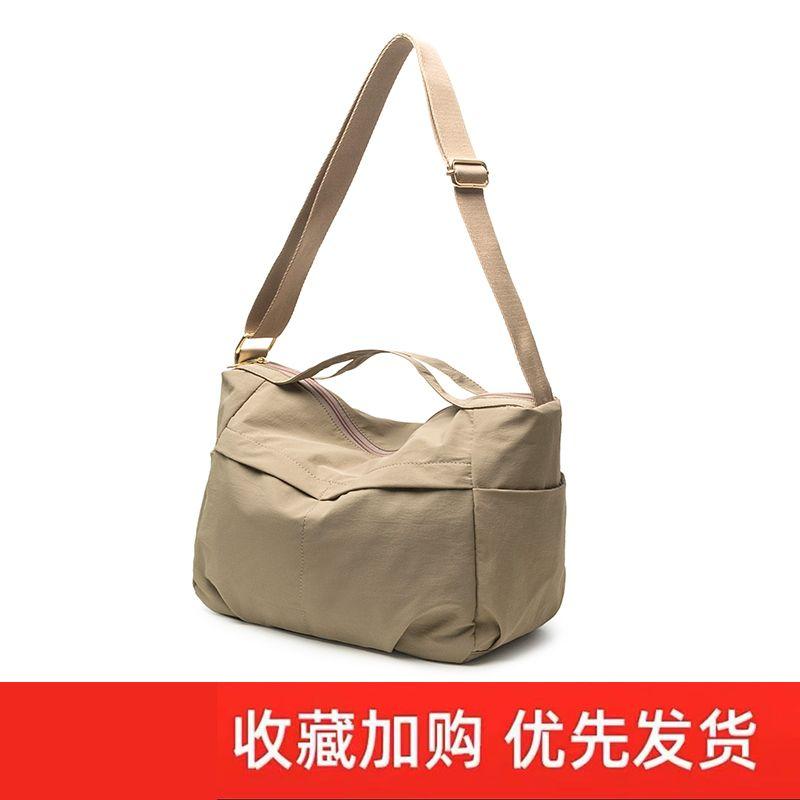 

Commuter Lazy All-Match Multi-pockets Messenger Bag 2025 Ultra-Light Large Capacity Casual Fashion Nylon Canvas Bag Bean paste Ash