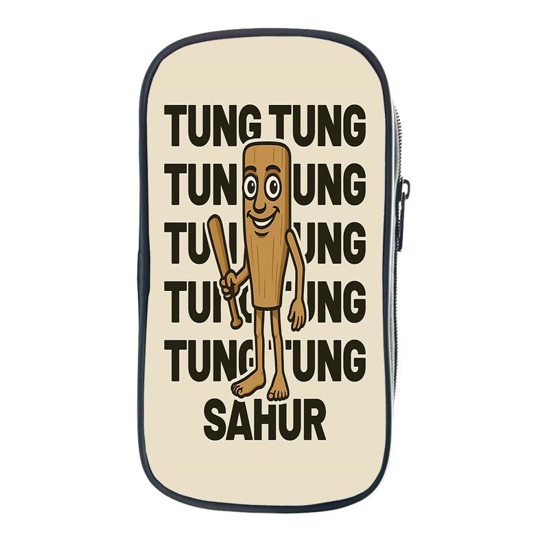 Tung Tung Tung Sahur Pencil Case Italian Brainrot Kids Pencil Bag Nylon Bombardiro Crocodilo Children School Supplies Stationery