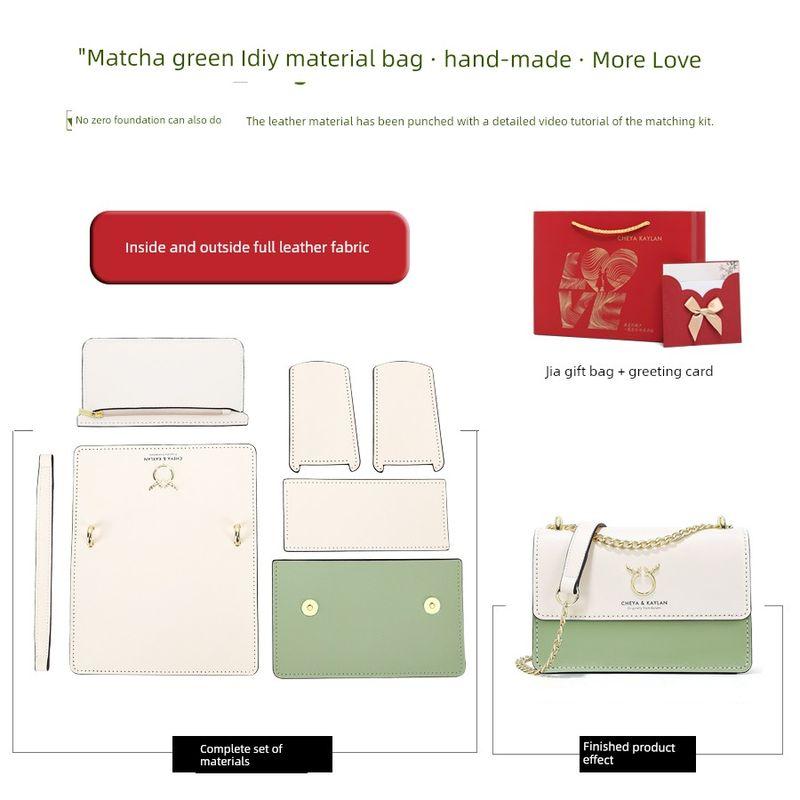 

Knitted Messenger Bag Birthday Gift for Girlfriend DIY Matcha green