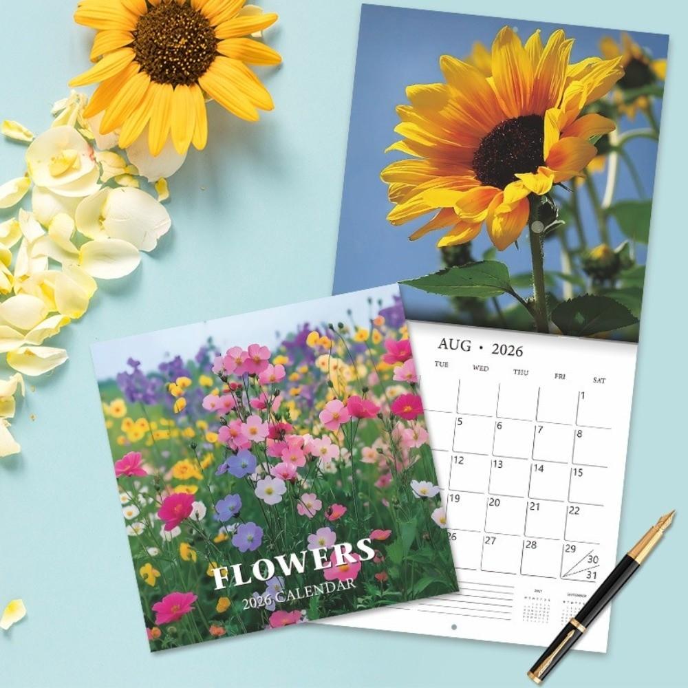 12 Month Floral Design Calendar Wall Hanging Planner Calendar Aesthetic 2026 Calendar  Office Use