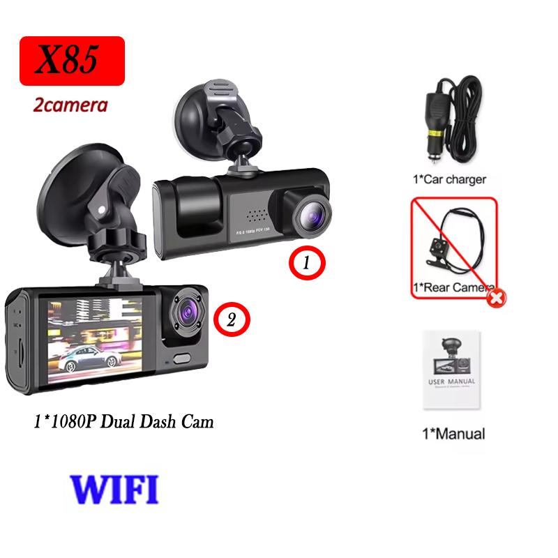 3 Cameras Car DVR Wifi 1080P Inside Vehicle Dash Cam Three Way Camera DVRs Recorder Video Registrator Mini Dashcam Camcorder