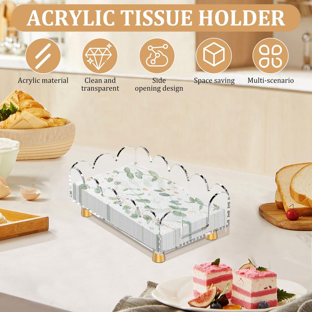 Acrylic Rectangular Napkin Paper Stand Transparent Napkin Holder Versatile Paper Hand Towel Holder for Kitchen Bathroom