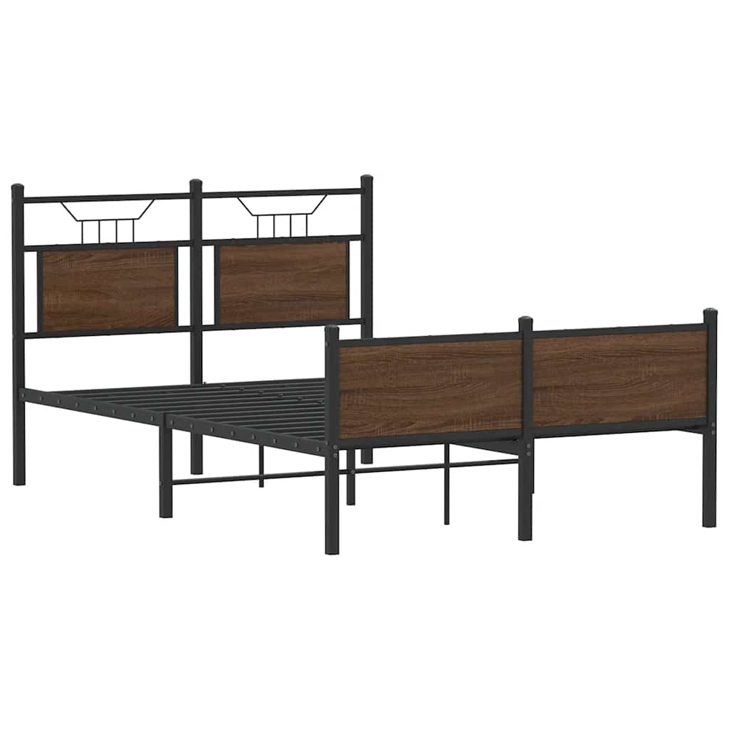 Bed Frame Without Mattress Brown Oak Look 120 X 200 Cm Wood Based Material