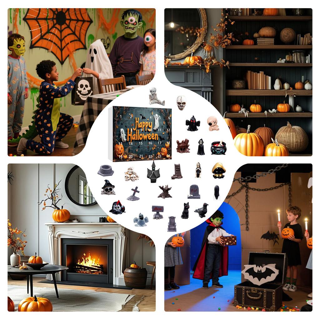 Halloween Geist Skelett Kürbis Harz Schreibtischkalender Countdown Party Dekor Für Zuhause Büro