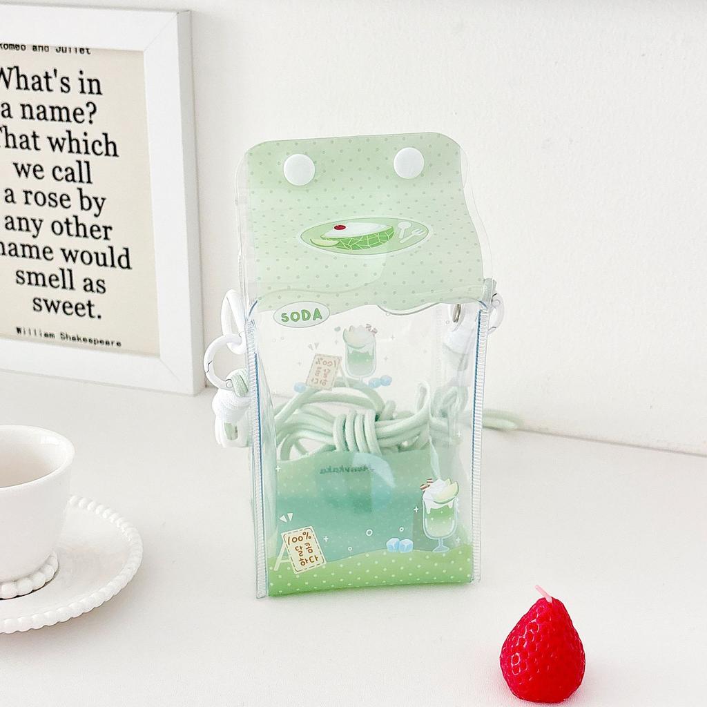 Cute Milk Carton Toy Bag Zipper Bag Badge Display Bag Badage Buggy Bag Decorative Bag for Outing Baby Carrying Case with Lanyard